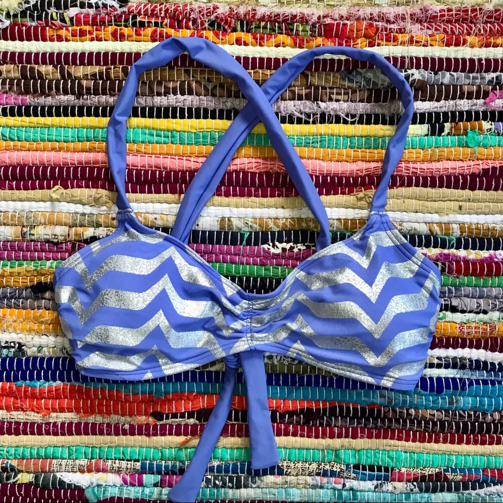 aerie ~ Blue and silver zig zag bikini top